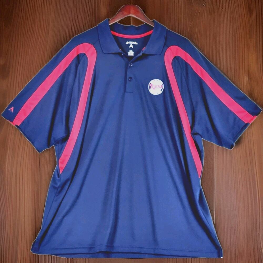 Minnesota Twins Baseball Club Men's XXL Polo Antigua Shirt Short Sleeve Blue Red